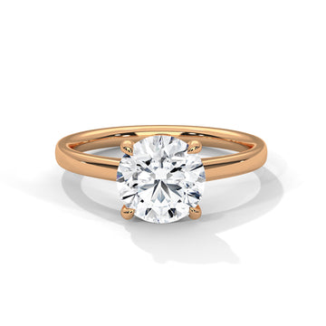 Round Cut Diamond Solitaire Engagement Ring in 14K Rose Gold, 1.50 Carat Lab Grown Diamond Classic Four Prong Ring