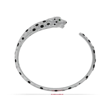 925 Sterling Silver Leopard Cuff Bracelet Luxury Panther Open Bangle Statement Designer Jewelry