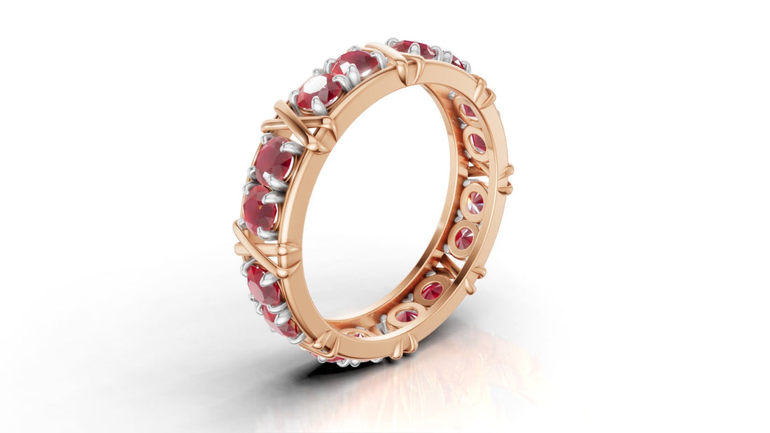 Vijay Deverakonda'S Ring | 16 Stone X Crown Ring | Rose Gold | Ruby