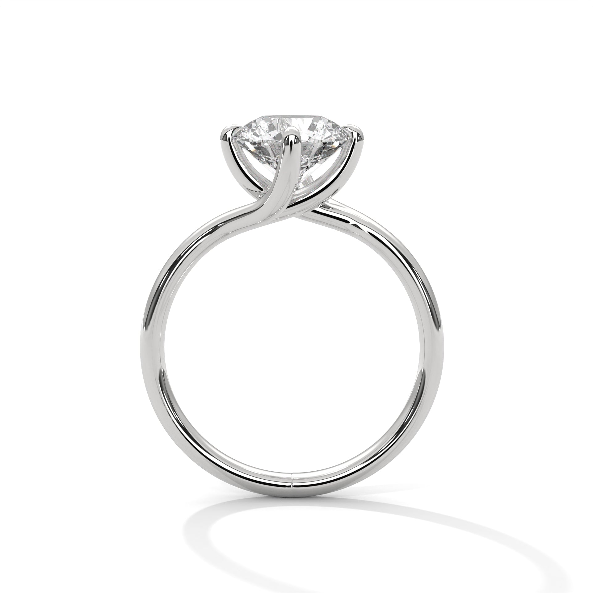 Round Cut Diamond Solitaire Engagement Ring in 14K White Gold, 1.50 Carat Lab Grown Diamond Twisted Band Ring