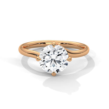 Round Cut Diamond Solitaire Engagement Ring in 14K Rose Gold, 1.50 Carat Lab Grown Diamond Twisted Band Ring