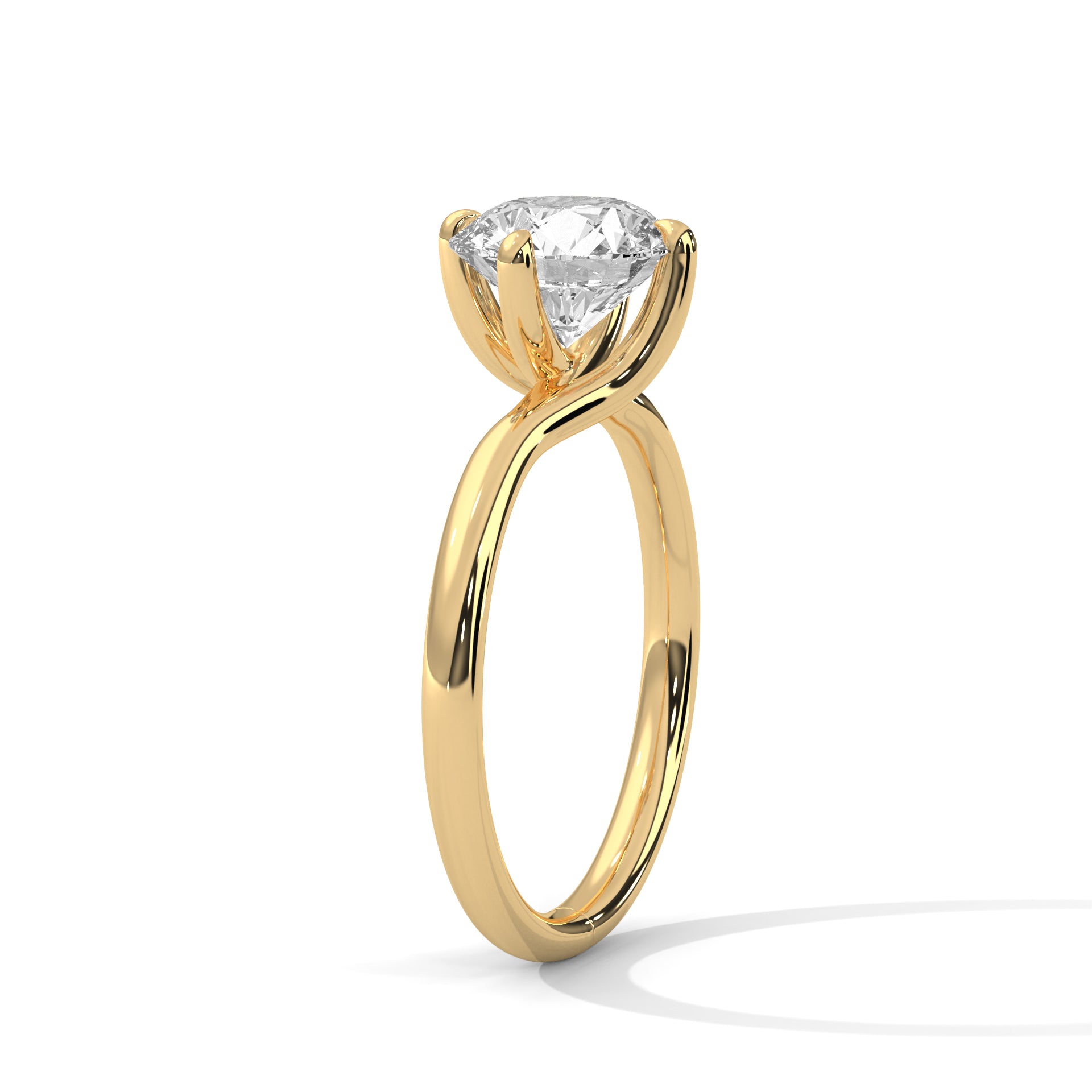 Round Cut Diamond Solitaire Engagement Ring in 14K Yellow Gold, 1.50 Carat Lab Grown Diamond Band Ring
