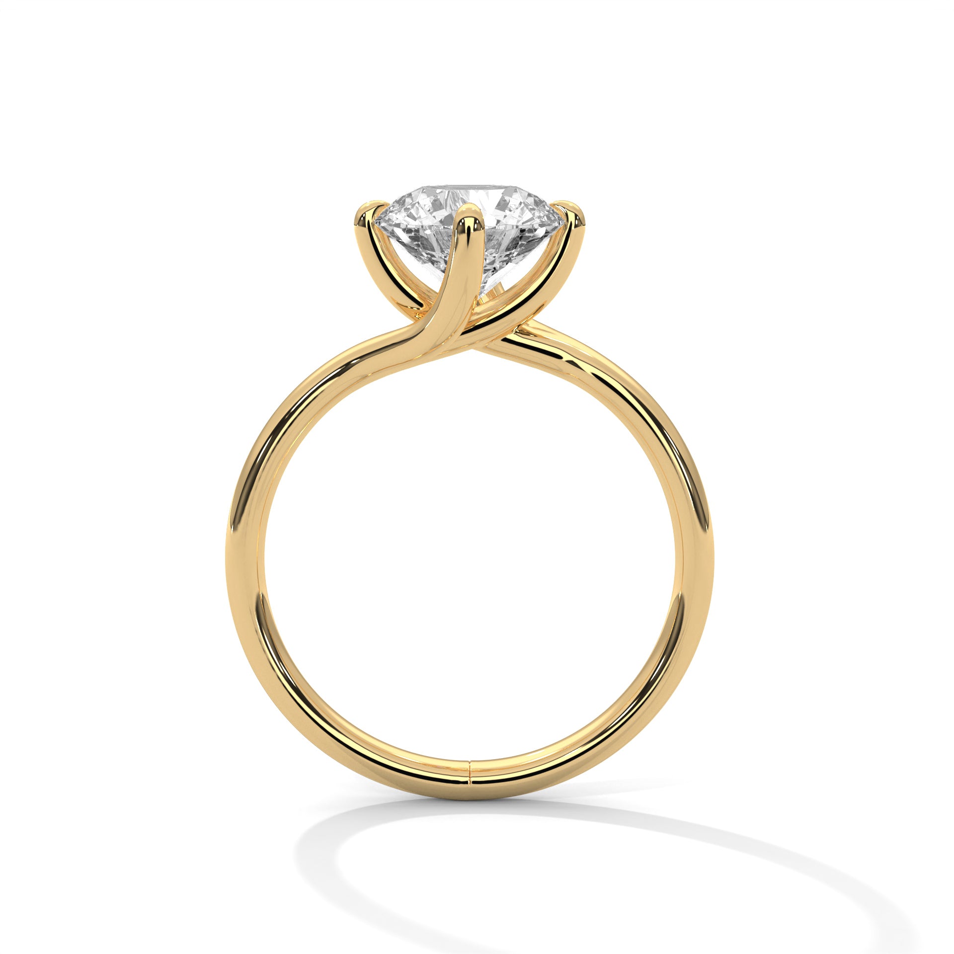 Round Cut Diamond Solitaire Engagement Ring in 14K Yellow Gold, 1.50 Carat Lab Grown Diamond Band Ring