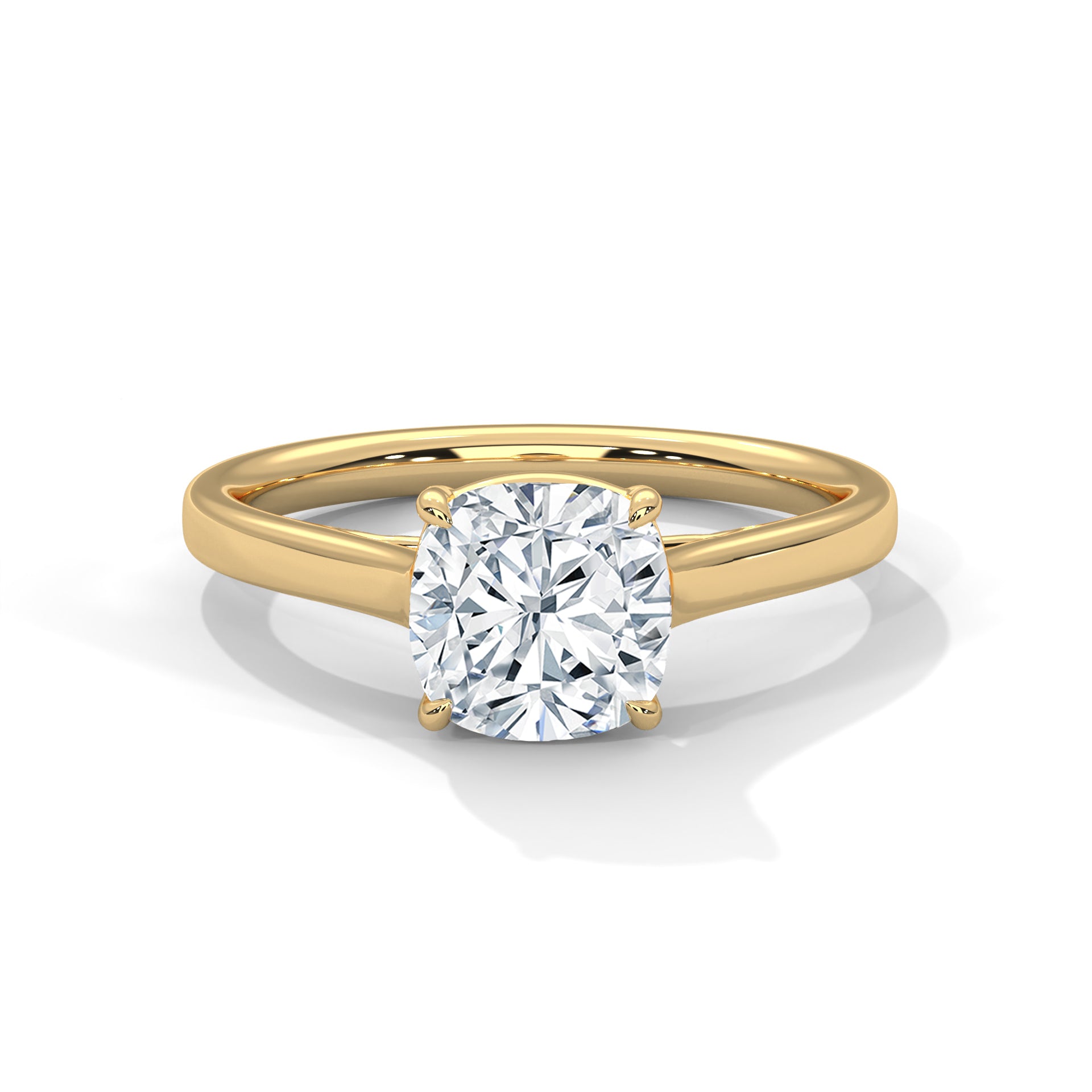 Cushion Cut Diamond Solitaire Engagement Ring in Gold – Classic 4 Prong Cushion Diamond Ring – Minimalist Cushion Cut Proposal Ring – Elegant Solitaire Ring