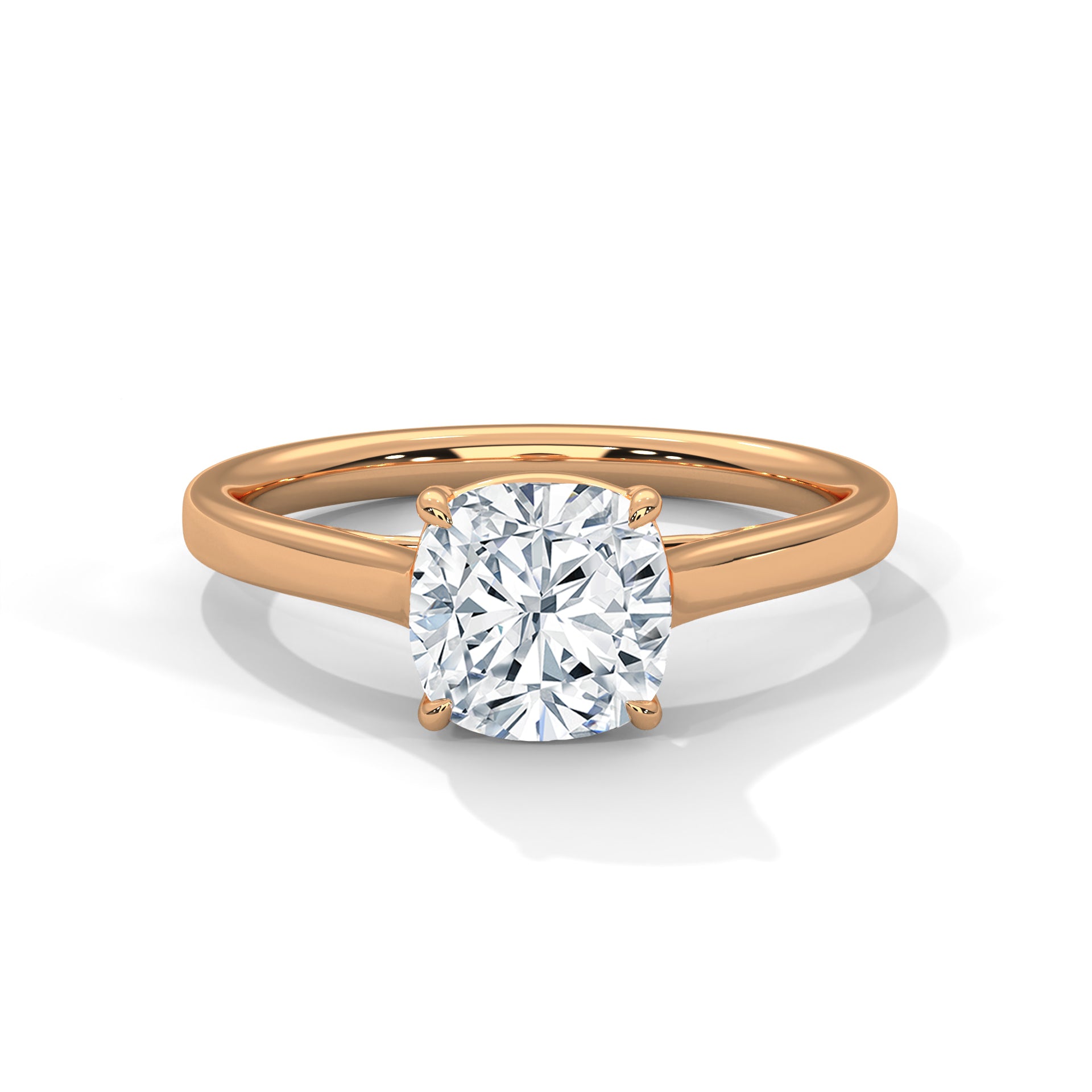 Cushion Cut Diamond Solitaire Engagement Ring in Rose Gold – Classic 4 Prong Cushion Diamond Ring – Minimalist Cushion Cut Proposal Ring – Elegant Solitaire Ring