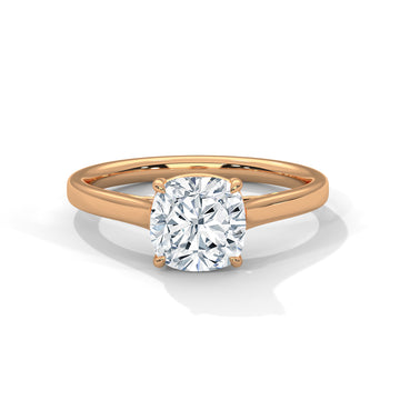 Cushion Cut Diamond Solitaire Engagement Ring in Rose Gold – Classic 4 Prong Cushion Diamond Ring – Minimalist Cushion Cut Proposal Ring – Elegant Solitaire Ring