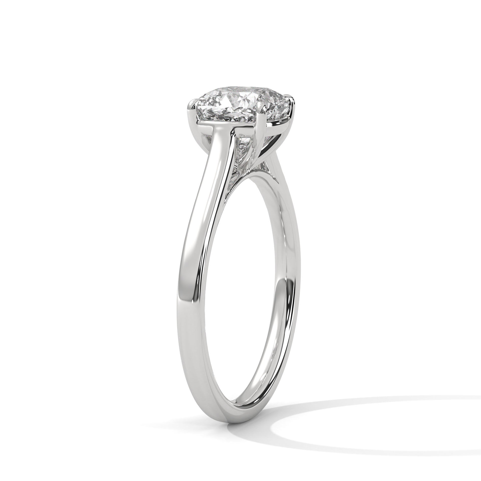 Cushion Cut Diamond Solitaire Engagement Ring in White Gold – Classic 4 Prong Cushion Diamond Ring – Minimalist Cushion Cut Proposal Ring – Elegant Solitaire Ring