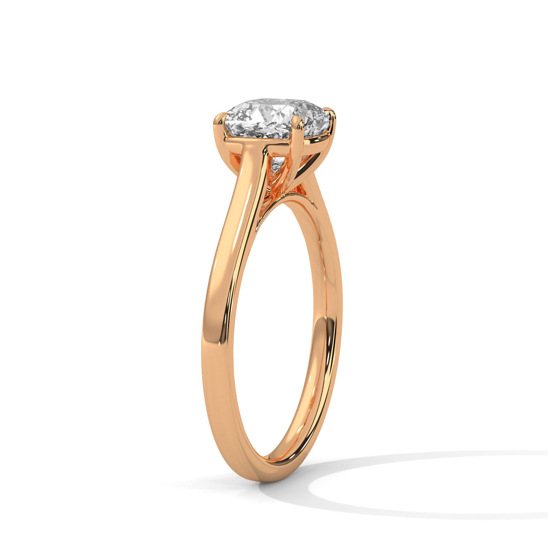Cushion Cut Diamond Solitaire Engagement Ring in Rose Gold – Classic 4 Prong Cushion Diamond Ring – Minimalist Cushion Cut Proposal Ring – Elegant Solitaire Ring