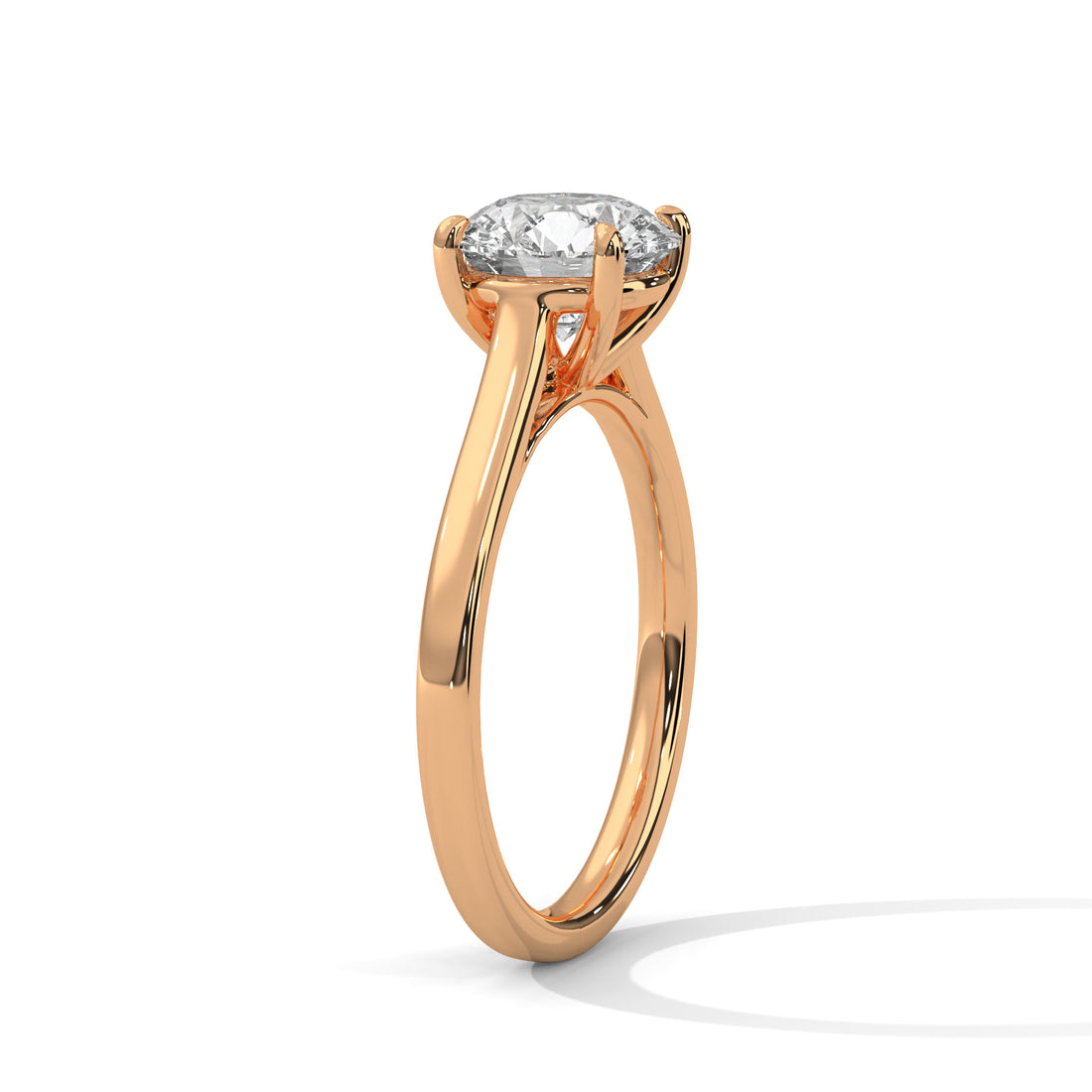 Round Solitaire Diamond Engagement Ring in Rose Gold – Classic 4 Prong Diamond Ring – Minimalist Round Diamond Proposal Ring – Timeless Solitaire Ring