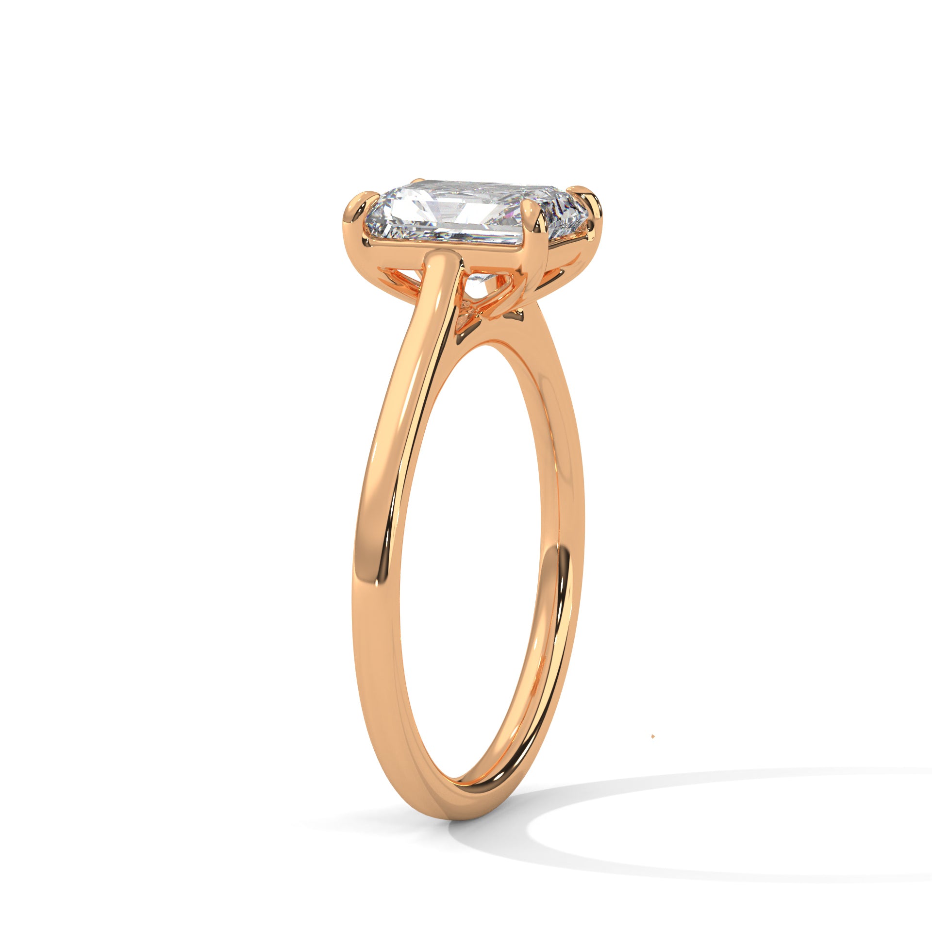 Emerald Cut Diamond Engagement Ring in Rose Gold – Classic Emerald Cut Solitaire Diamond Ring