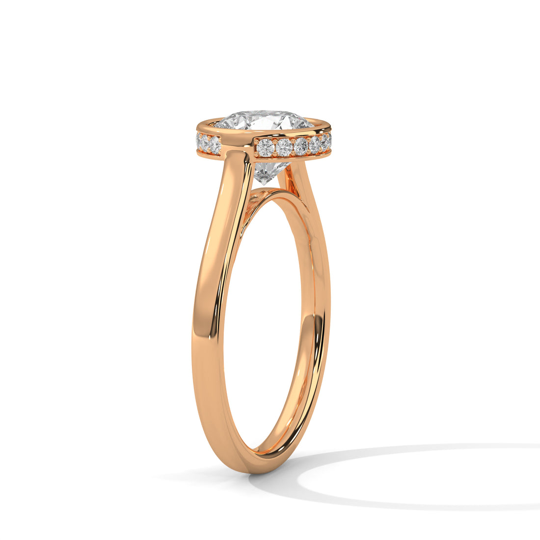 Round Bezel Diamond Engagement Ring in Rose Gold – Bezel Set Solitaire Ring – Minimalist Round Diamond Ring – Modern Engagement Ring