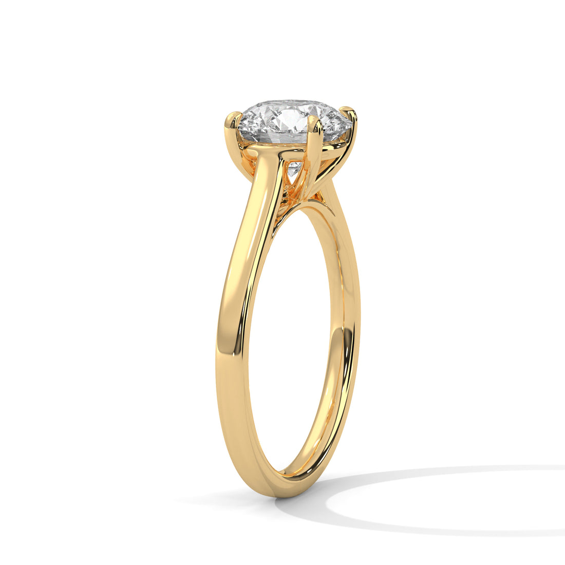 Round Solitaire Diamond Engagement Ring in Gold – Classic 4 Prong Diamond Ring – Minimalist Round Diamond Proposal Ring – Timeless Solitaire Ring