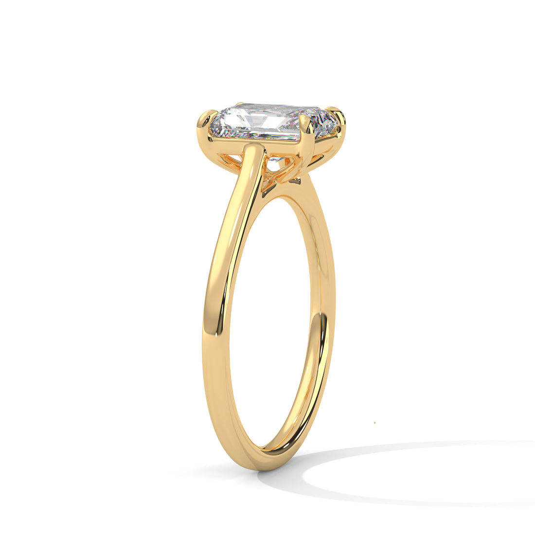 Emerald Cut Diamond Engagement Ring in Gold – Classic Emerald Cut Solitaire Diamond Ring