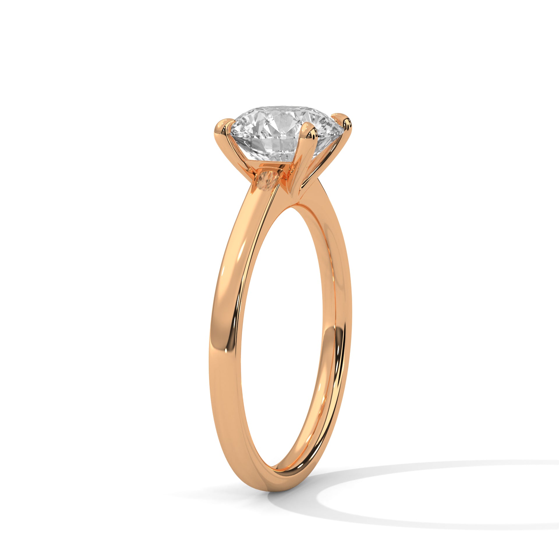 Round Cut Diamond Solitaire Engagement Ring in 14K Rose Gold, 1.50 Carat Lab Grown Diamond Classic Four Prong Ring