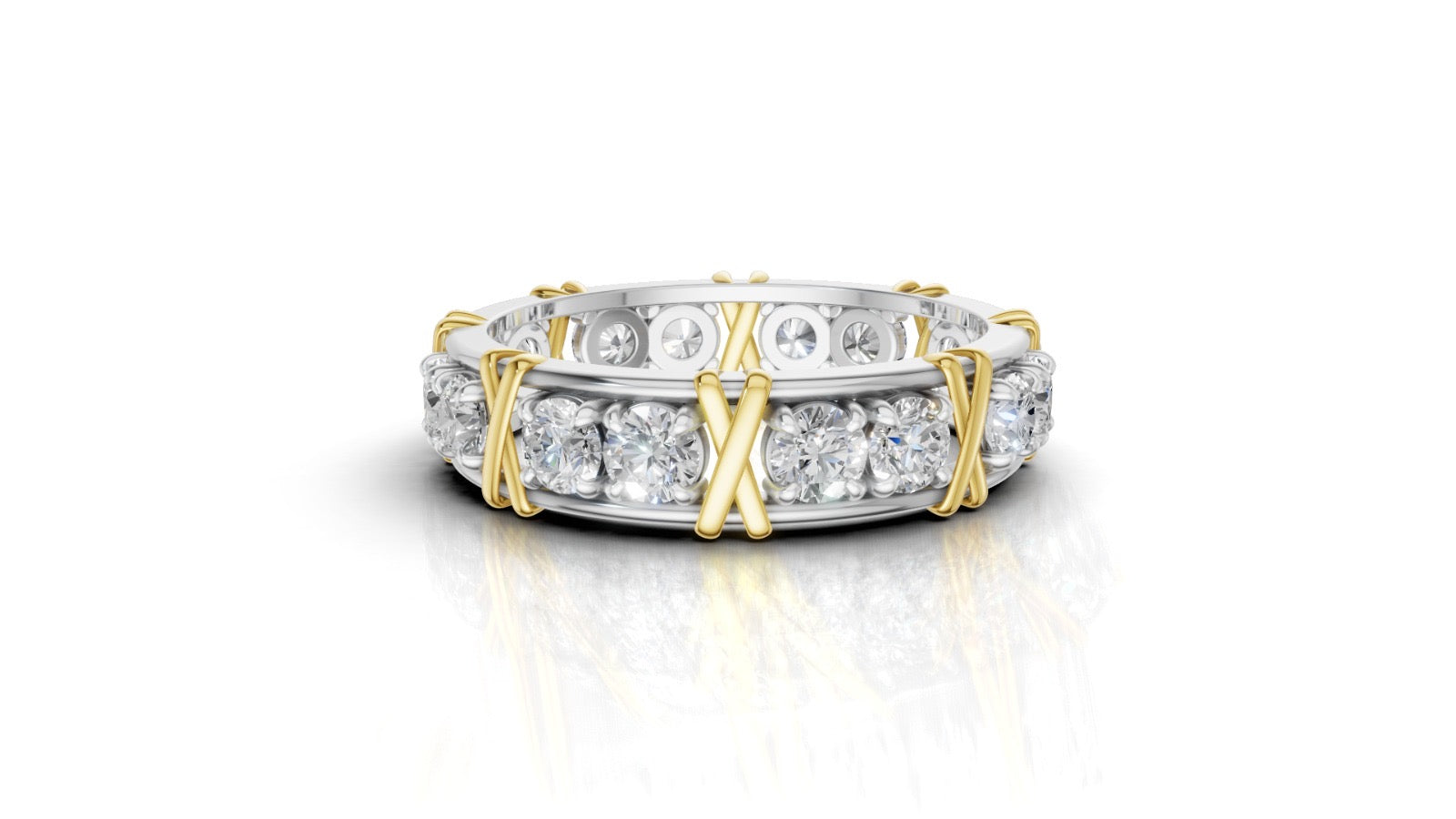 Vijay Deverakonda'S Ring | 16 Stone X Crown Ring | Yellow + White | Diamond (Certified)