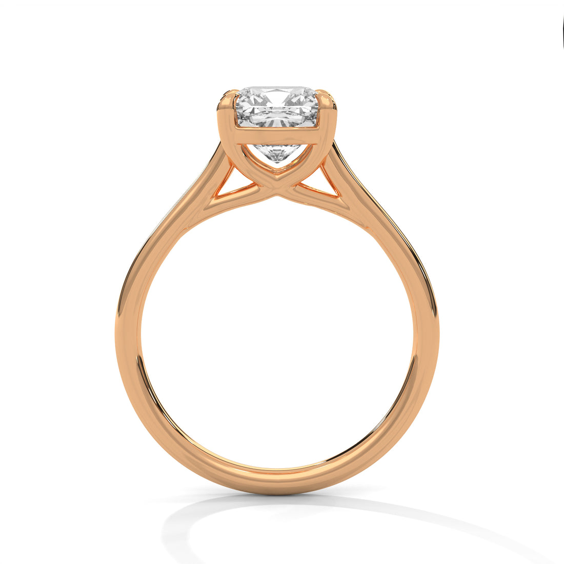 Cushion Cut Diamond Engagement Ring in 14K Rose Gold, 1.00 Carat Lab Grown Diamond Classic Solitaire Ring