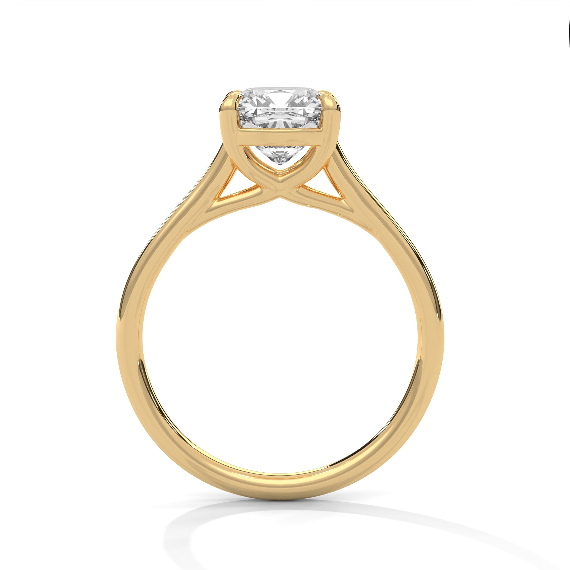 Cushion Cut Diamond Engagement Ring in 14K Yellow Gold, 1.00Carat Lab Grown Diamond Classic Solitaire Ring