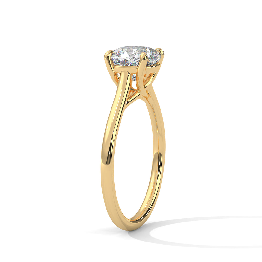 Cushion Cut Diamond Engagement Ring in 14K Yellow Gold, 1.00Carat Lab Grown Diamond Classic Solitaire Ring