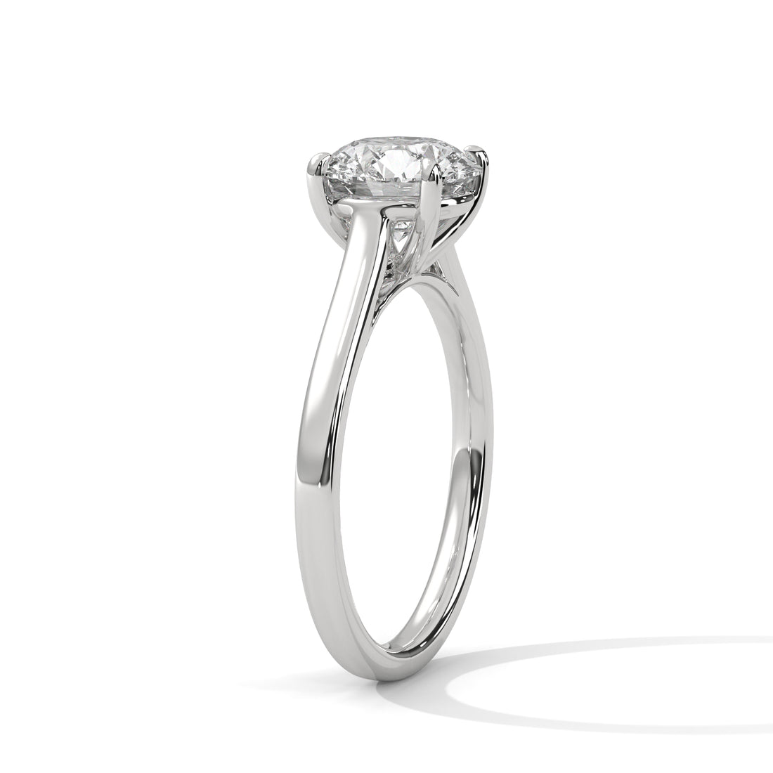Round Solitaire Diamond Engagement Ring in White Gold – Classic 4 Prong Diamond Ring – Minimalist Round Diamond Proposal Ring – Timeless Solitaire Ring