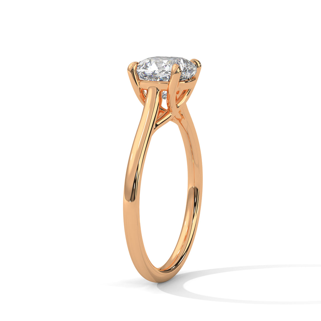 Cushion Cut Diamond Engagement Ring in 14K Rose Gold, 1.00 Carat Lab Grown Diamond Classic Solitaire Ring
