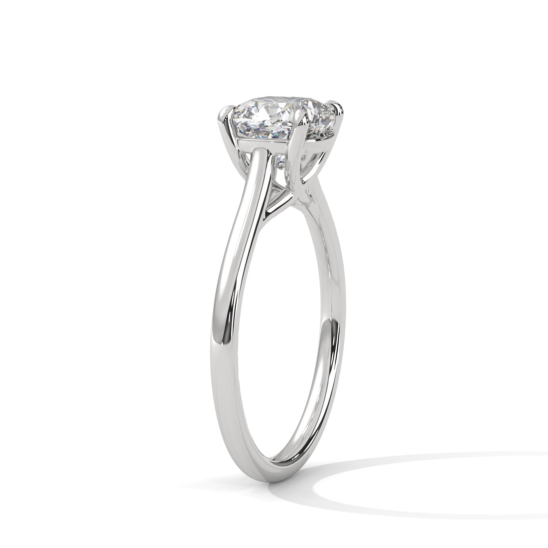 Cushion Cut Diamond Engagement Ring in 14K White Gold, 1.00 Carat Lab Grown Diamond Classic Solitaire Ring