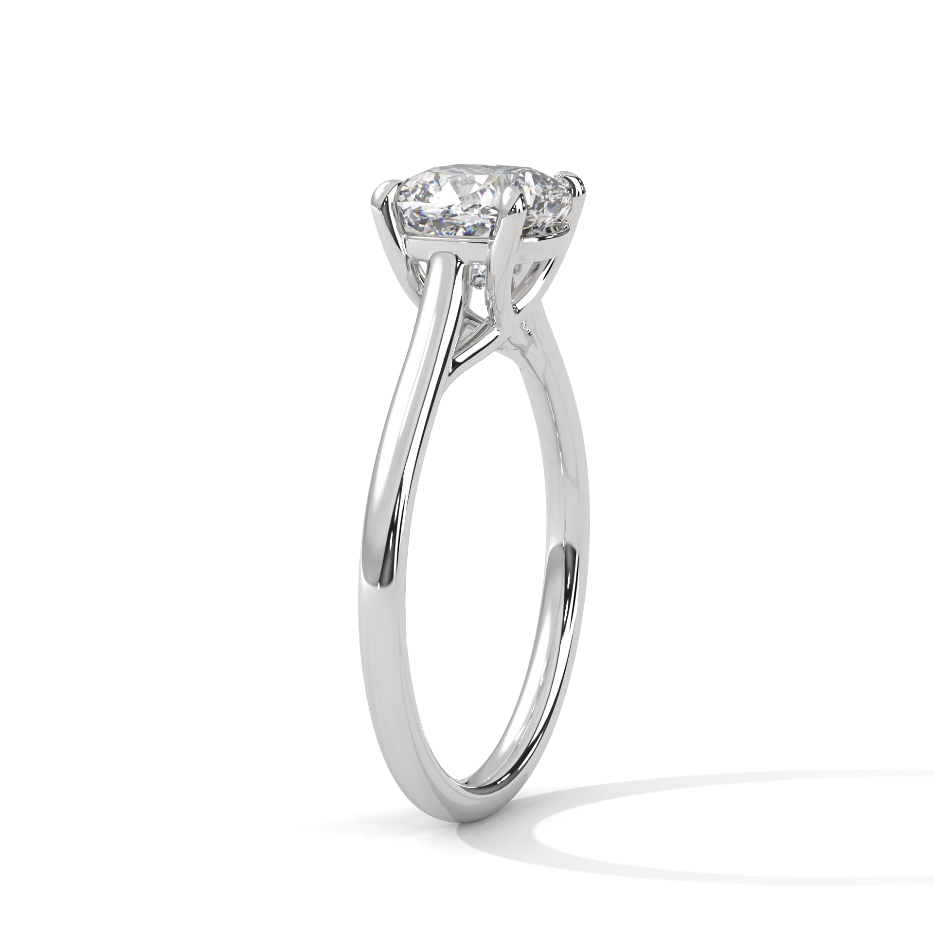 Cushion Cut Diamond Engagement Ring in 14K White Gold, 1.00 Carat Lab Grown Diamond Classic Solitaire Ring
