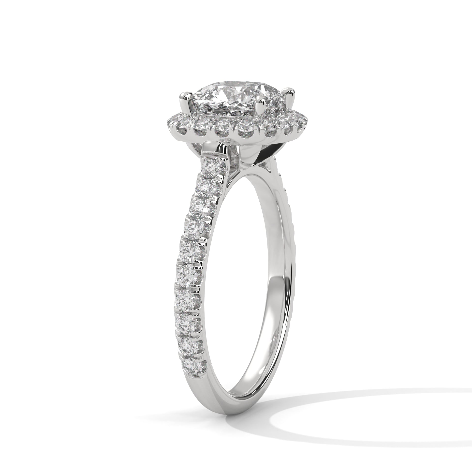 Cushion Cut Diamond Halo Engagement Ring in White Gold – Cushion Halo Diamond Ring – Cushion Cut Halo Engagement Ring – Pavé Diamond Bridal Ring