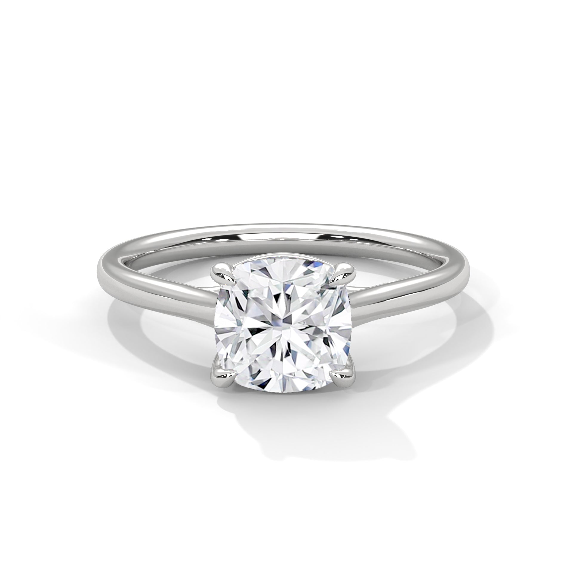 Cushion Cut Diamond Engagement Ring in 14K White Gold, 1.00 Carat Lab Grown Diamond Classic Solitaire Ring