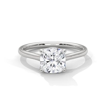 Cushion Cut Diamond Engagement Ring in 14K White Gold, 1.00 Carat Lab Grown Diamond Classic Solitaire Ring