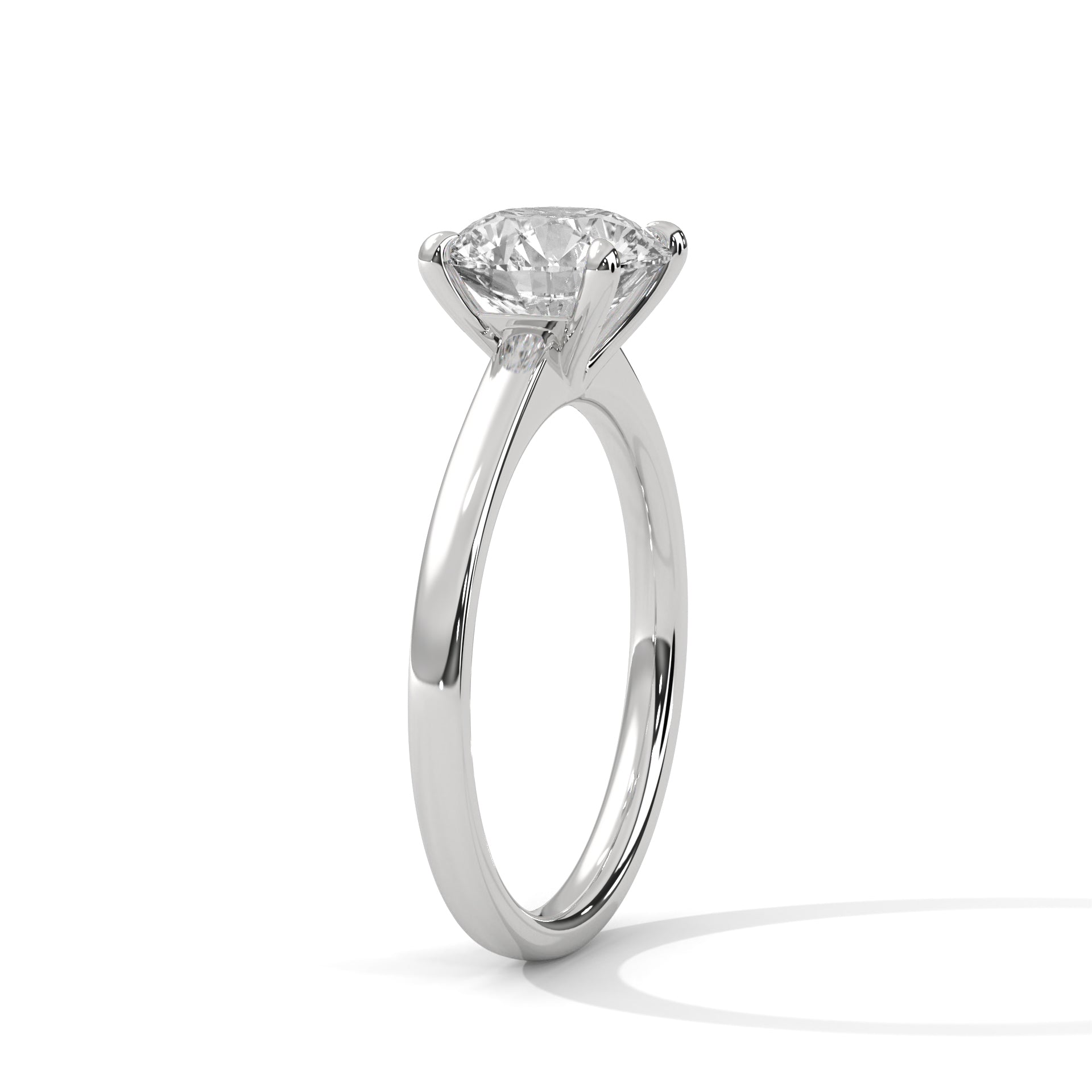 Round Cut Diamond Solitaire Engagement Ring in 14K White Gold, 1.50 Carat Lab Grown Diamond Classic Four Prong