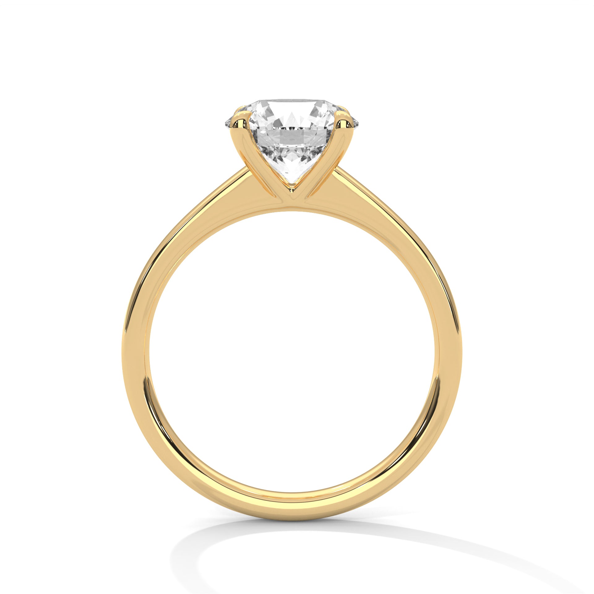 Round Cut Diamond Solitaire Engagement Ring in 14K Yellow Gold, 1.50 Carat Lab Grown Diamond Classic Four Prong Ring
