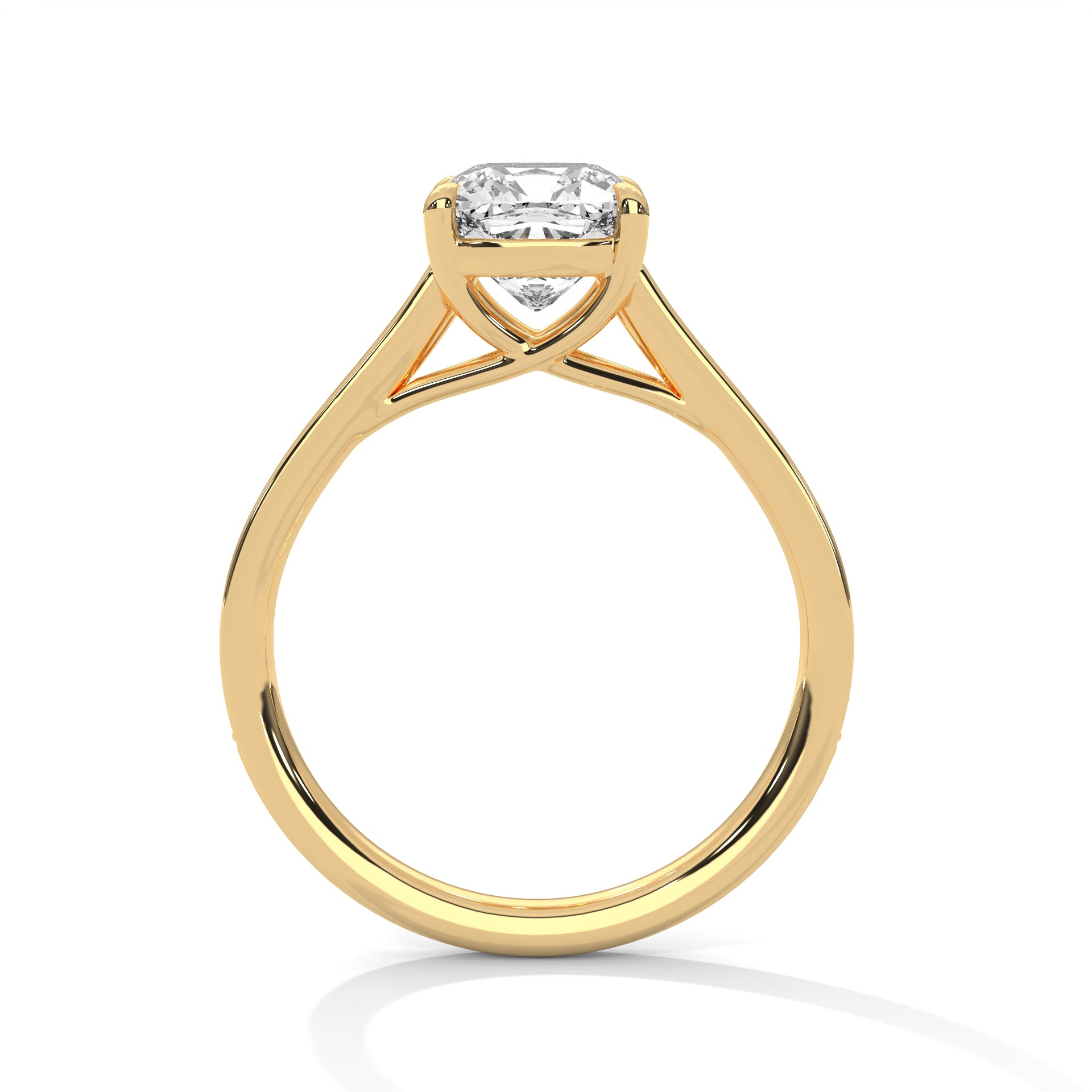 Cushion Cut Diamond Engagement Ring in Yellow Gold – Hidden Halo Pavé Diamond Ring – Luxury Cushion Diamond Proposal Ring