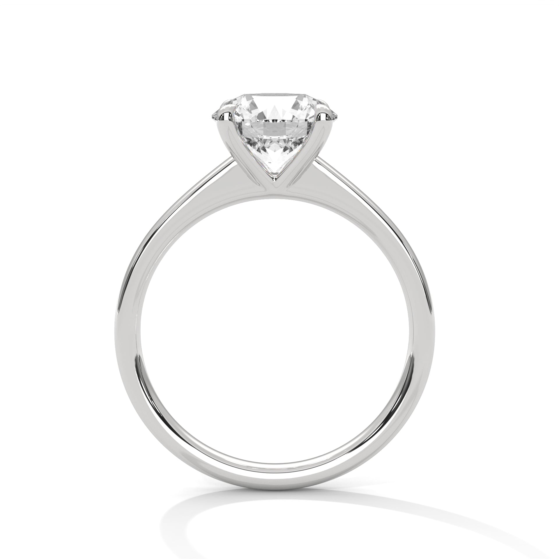 Round Cut Diamond Solitaire Engagement Ring in 14K White Gold, 1.50 Carat Lab Grown Diamond Classic Four Prong