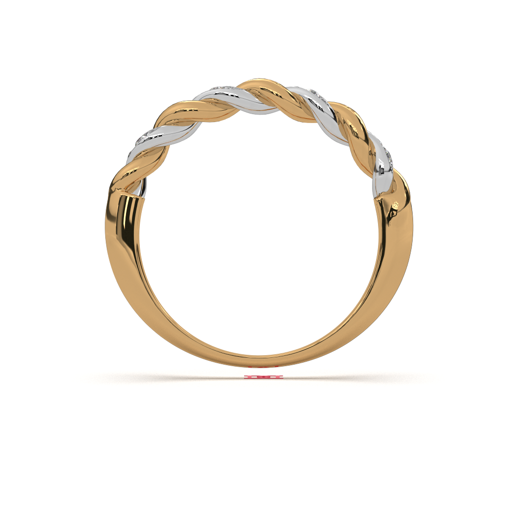 925 Sterling Silver Twisted Diamond Band Ring, White Diamond Rope Design, Minimal Luxury Stackable Ring for Everyday Wear