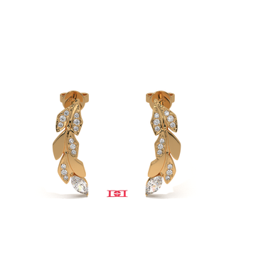 Luxury Silver Diamond Leaf Earrings | White Diamond Drop Earrings | 925 Sterling Silver Designer Earrings | Elegant Statement Jewelry