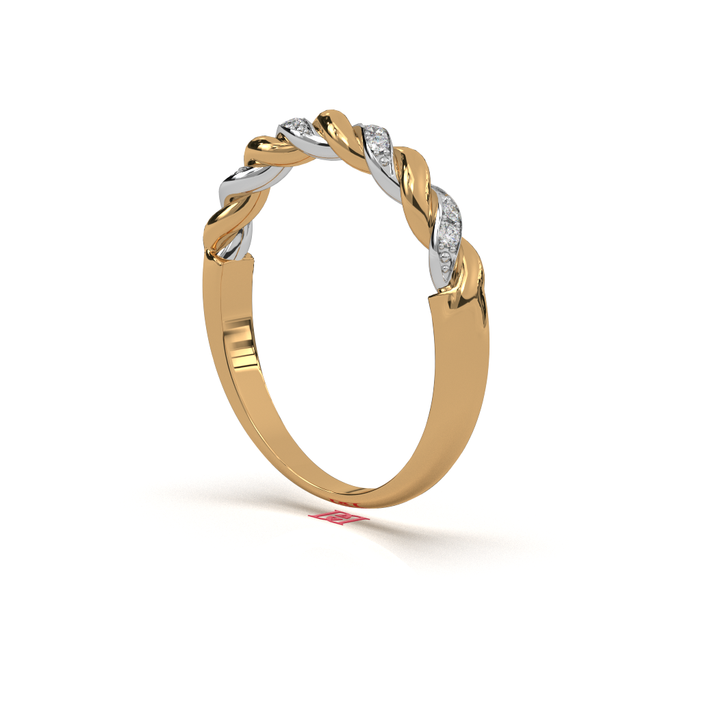 925 Sterling Silver Twisted Diamond Band Ring, White Diamond Rope Design, Minimal Luxury Stackable Ring for Everyday Wear