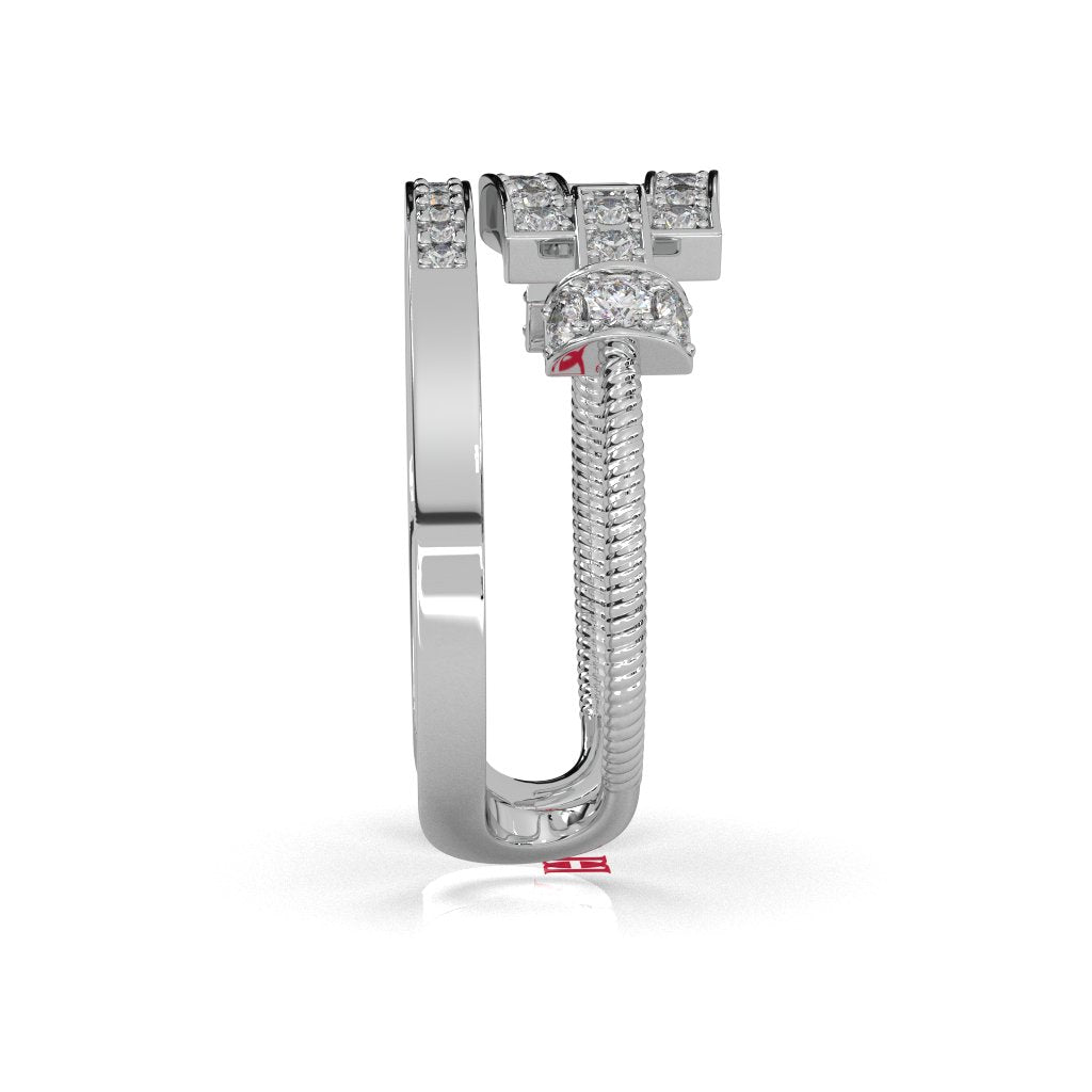 925 Sterling Silver Twisted Diamond Band Ring, Two Tone Rope Design, White Diamond Wedding Ring, Minimal Luxury Stacking Ring