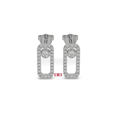 925 Sterling Silver Halo Drop Earrings Rectangle Dangle Stud Earrings Elegant Diamond Look Bridal Jewelry Gift for Her
