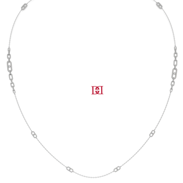 Luxury 925 Sterling Silver Diamond Link Necklace, Paperclip Chain Necklace, White Diamond Station Necklace, Minimalist Fine Jewelry Gift