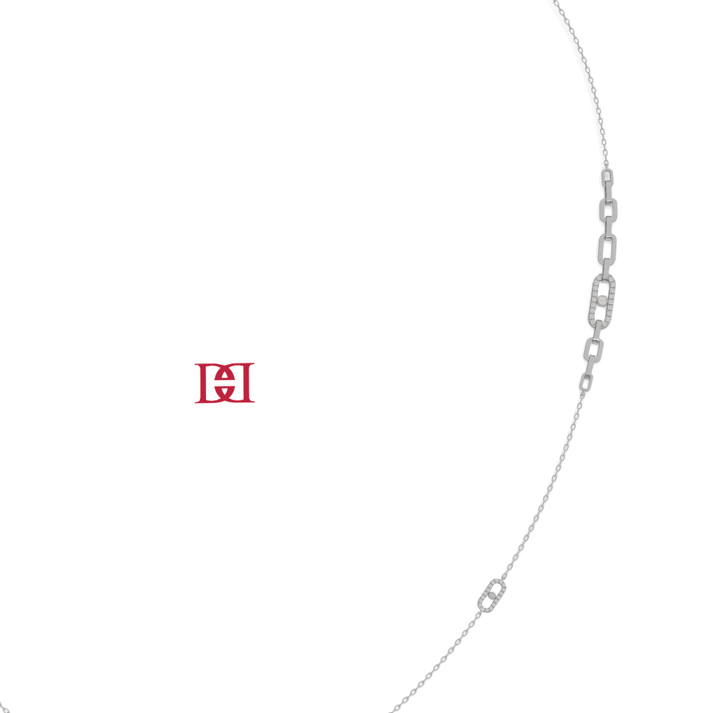 Luxury 925 Sterling Silver Diamond Link Necklace, Paperclip Chain Necklace, White Diamond Station Necklace, Minimalist Fine Jewelry Gift