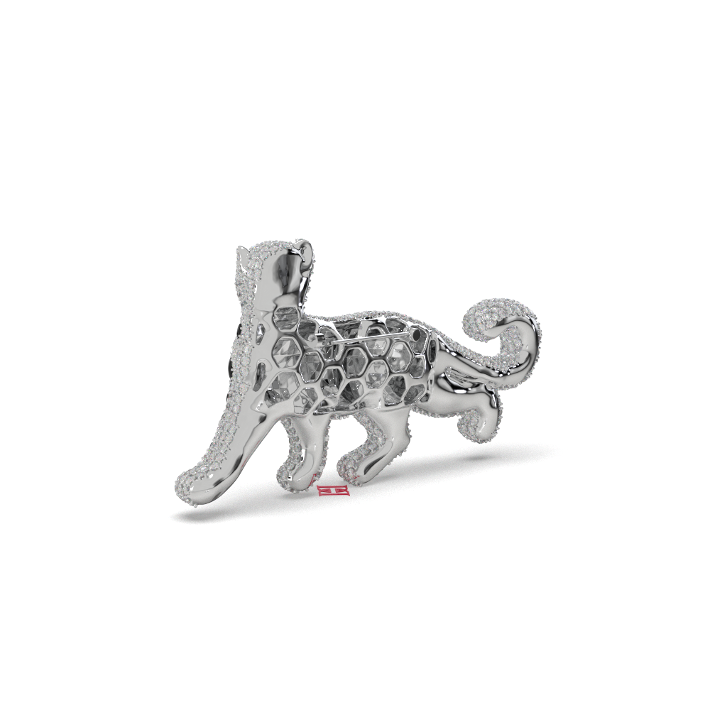 Luxury Diamond Leopard Brooch Pendant 18K White Gold Black Diamond Panther Pin High Jewelry Statement Piece