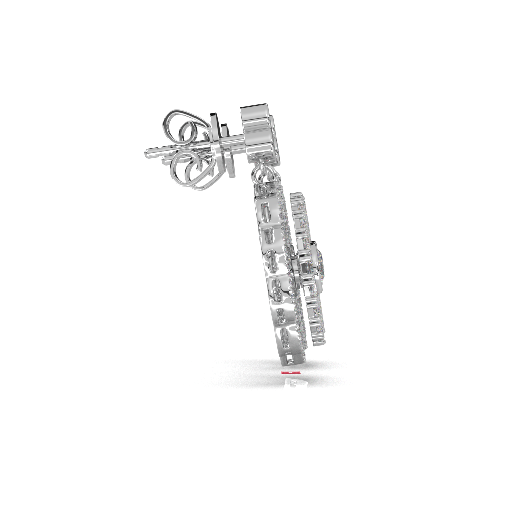 Handmade 925 Silver Floral Diamond Drop Earrings, Bridal Statement Jewelry