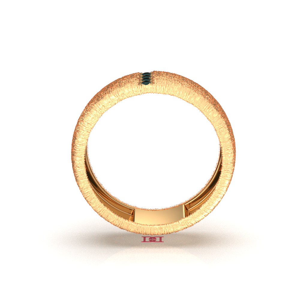 Textured Sterling Silver Ring, Blue Diamond Accent Band