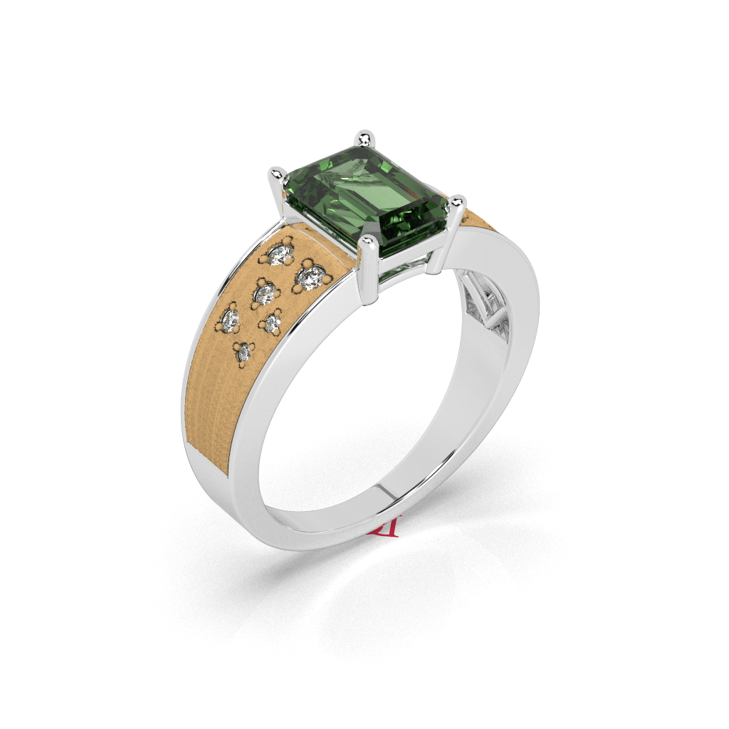 Emerald Cut Green Stone Ring | 925 Silver Solitaire, Modern Statement