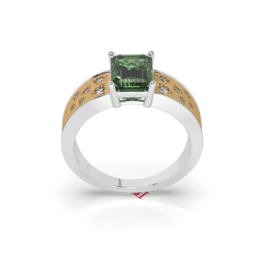 Emerald Cut Green Stone Ring | 925 Silver Solitaire, Modern Statement