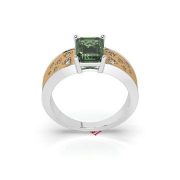 Emerald Cut Green Stone Ring | 925 Silver Solitaire, Modern Statement
