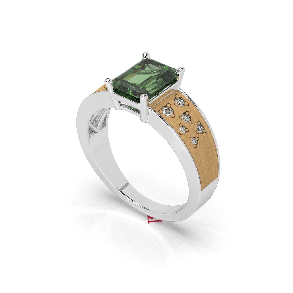 Emerald Cut Green Stone Ring | 925 Silver Solitaire, Modern Statement