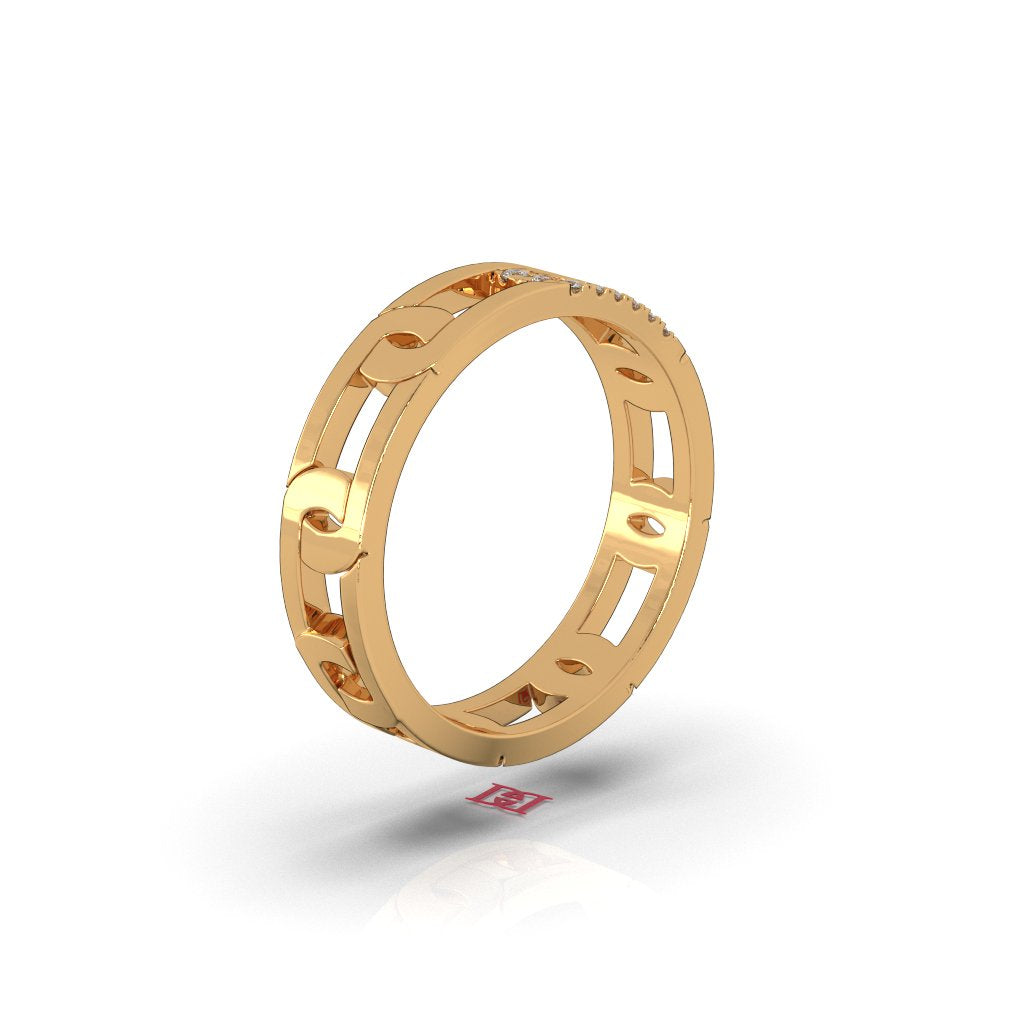 925 Sterling Silver Diamond Cutout Band Ring Modern Openwork Statement Ring Luxury Wedding Band for Men and Women