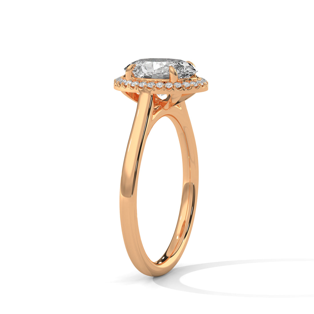 Oval Halo Diamond Engagement Ring in Rose Gold – 2 Carat Oval Cut Diamond with Halo Setting