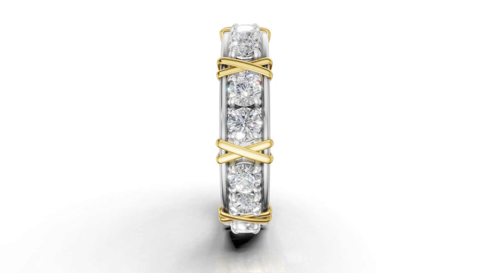 Vijay Deverakonda'S Ring | 16 Stone X Crown Ring | Yellow + White | Diamond (Certified)